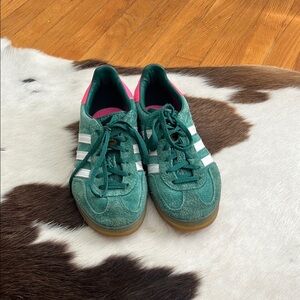 Adidas green Suede Sneakers with White Stripes